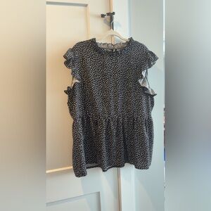 Black and White Peplum Women's Top